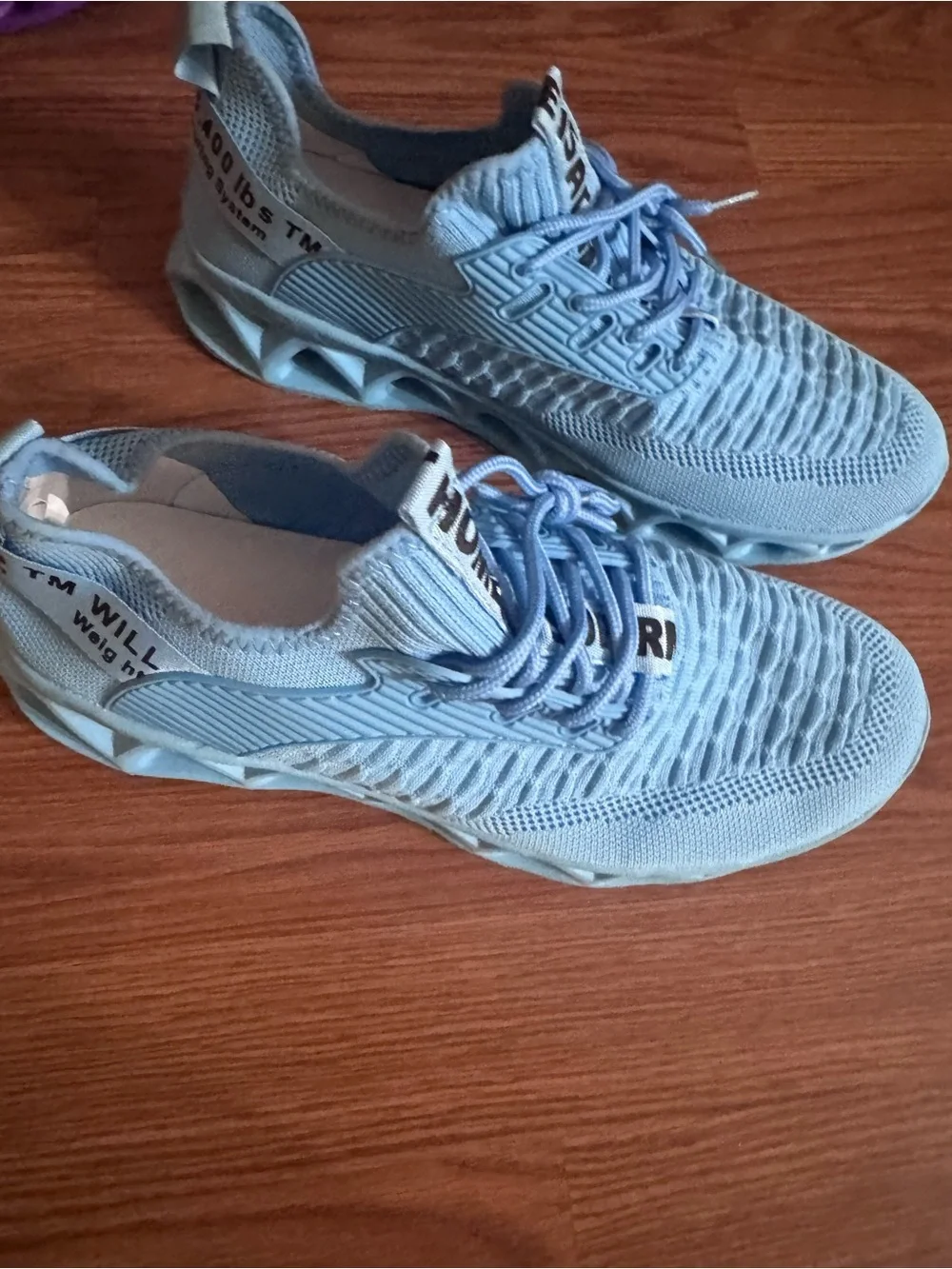 Light Blue mens Knit Athletic Sneakers